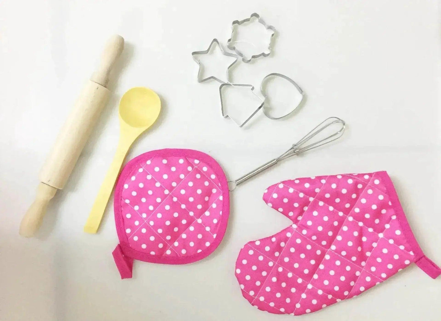  11 Piece Set Apron for Little Girls Kids Cooking Baking Set with Chef Hat Mitt and Utensils for Toddler Dress Up Chef Costume Role Play -  ToylandEU™