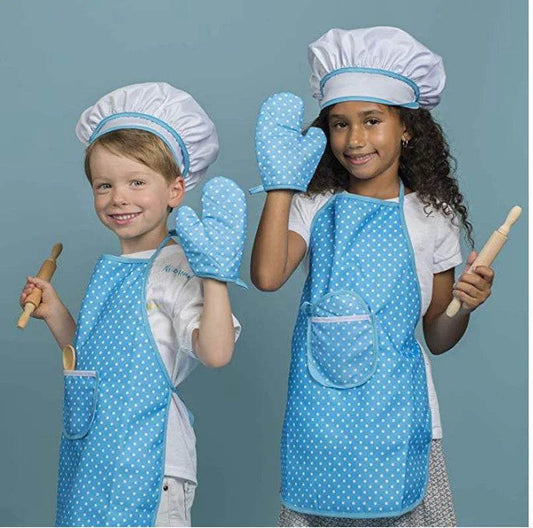 11 Piece Set Apron for Little Girls Kids Cooking Baking Set with Chef Hat Mitt and Utensils for Toddler Dress Up Chef Costume Role Play - ToylandEU
