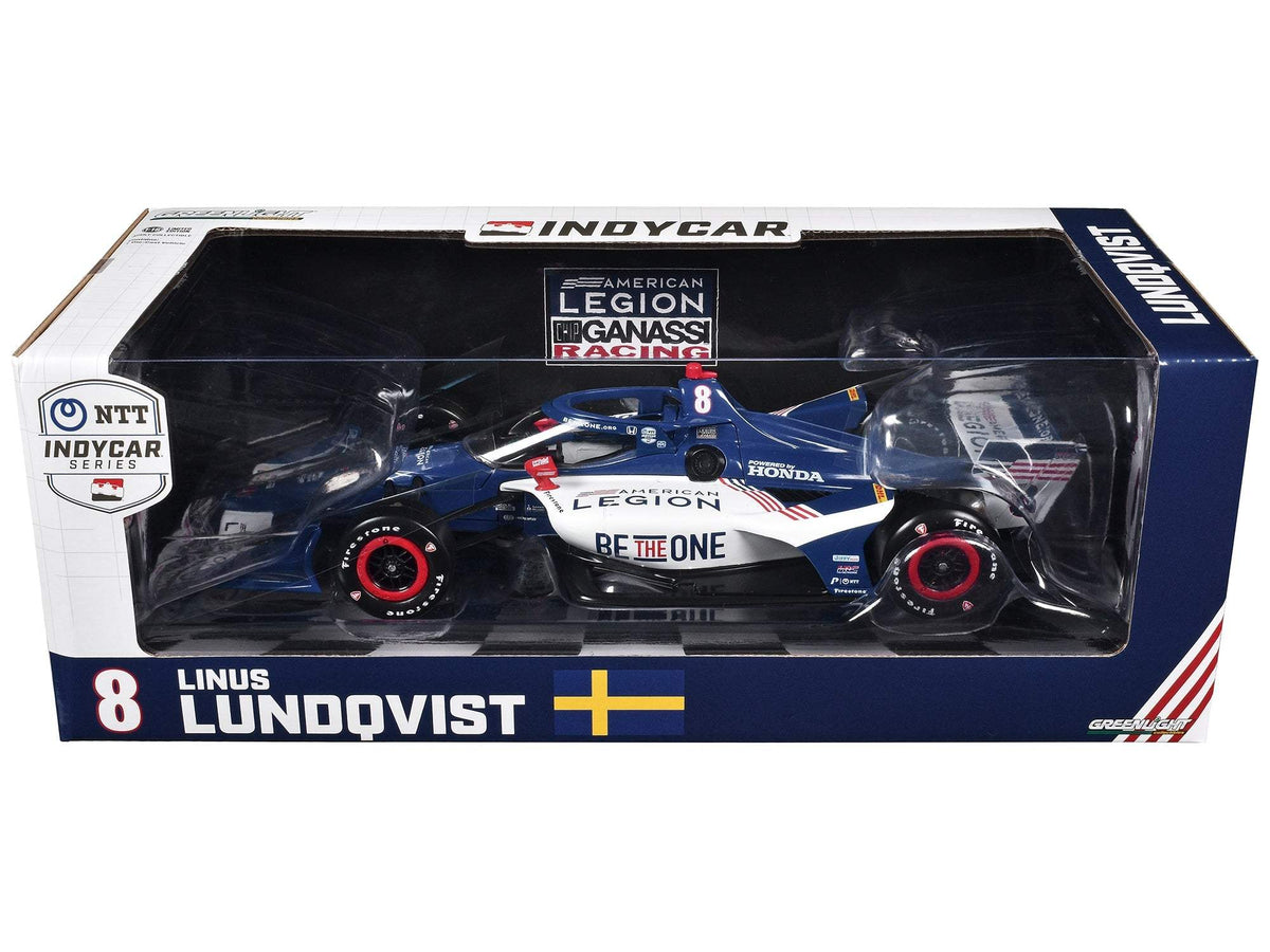 Dallara IndyCar #8 Linus Lundqvist | 1/18 Diecast Model Car | Greenlight | The American Legion Series