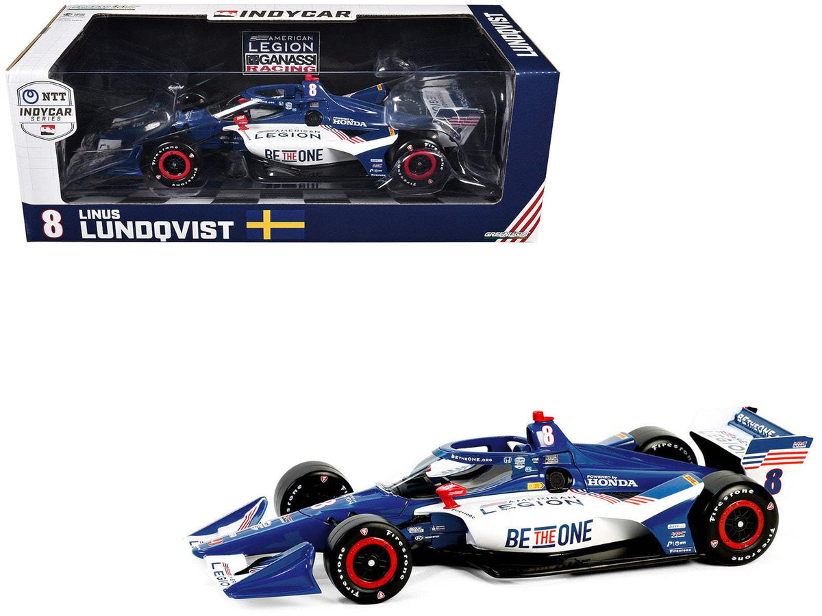 Dallara IndyCar #8 Linus Lundqvist | 1/18 Diecast Model Car | Greenlight | The American Legion Series
