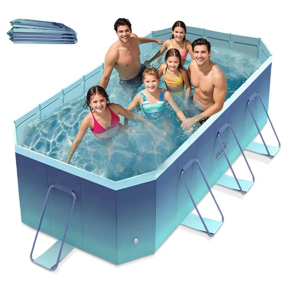 116 Inch Foldable Swimming Pool Non-Inflatable Kiddie Pool Blue - ToylandEU