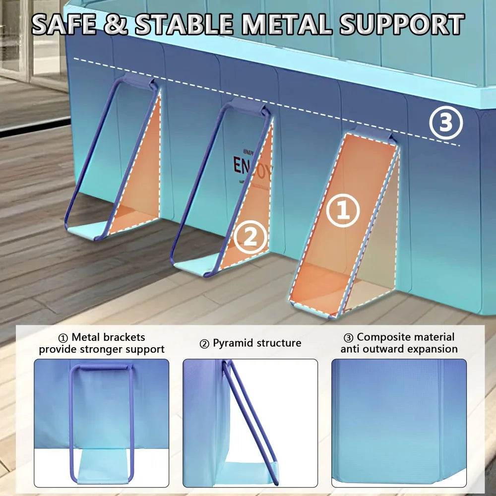 116 Inch Foldable Swimming Pool Non-Inflatable Kiddie Pool Blue - ToylandEU