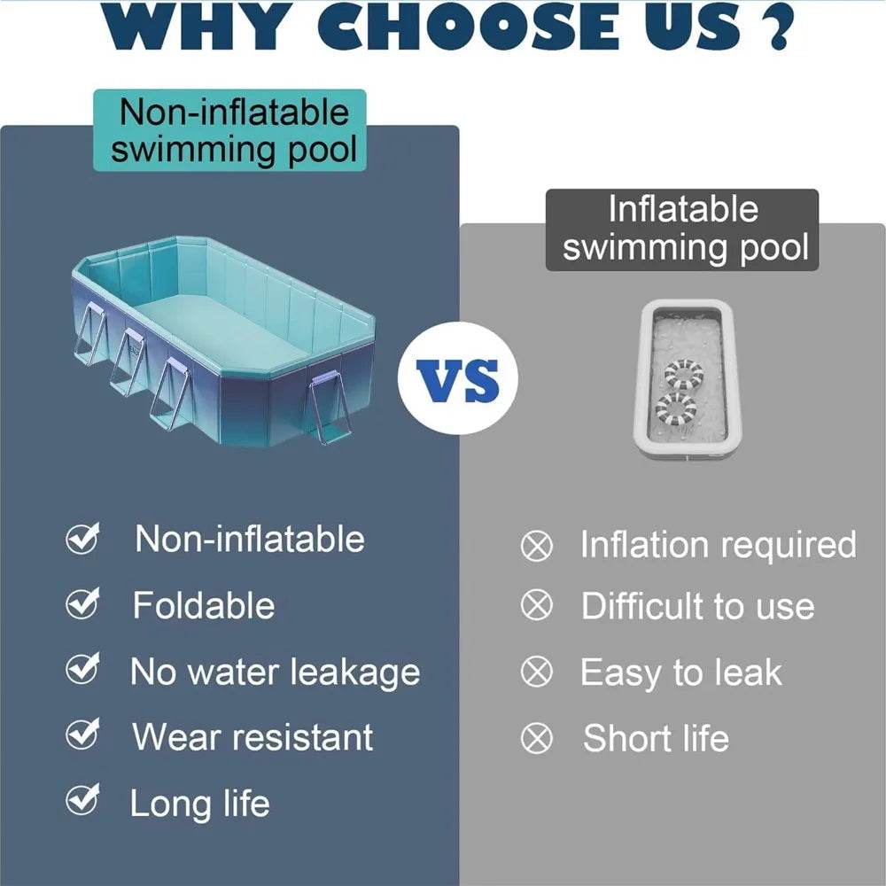 116 Inch Foldable Swimming Pool Non-Inflatable Kiddie Pool Blue - ToylandEU