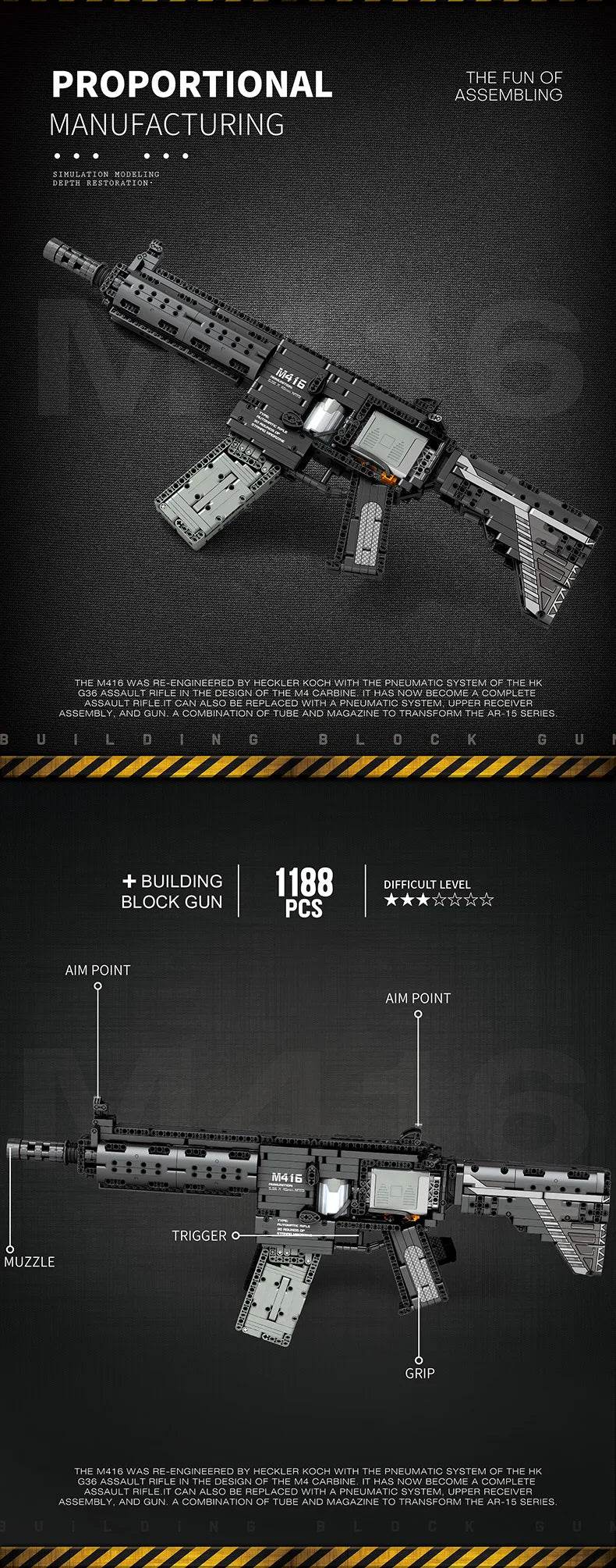 1188PCS M416 Rifle Building Block Model Gun Puzzle Toy - ToylandEU