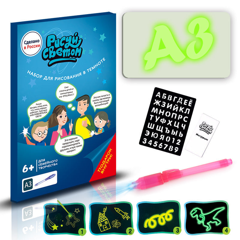 3D Drawing Pad with Light-accumulating Coating and Flashlight Marker Toyland EU Toyland EU