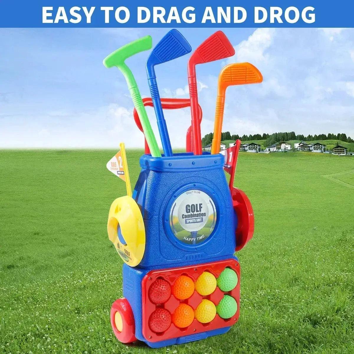  12.4x8.8in Plastic Kids Golf Cart Toy With Clubs Balls -  ToylandEU™