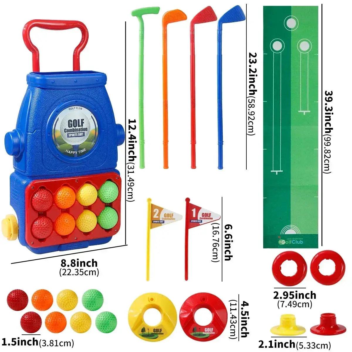 12.4x8.8in Plastic Kids Golf Cart Toy With Clubs Balls -  ToylandEU™