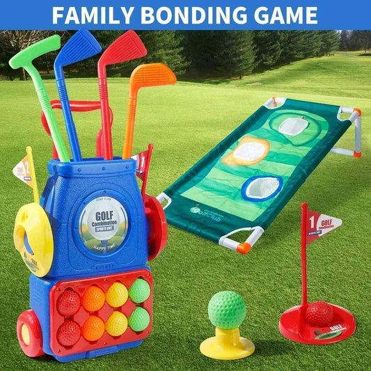  12.4x8.8in Plastic Kids Golf Cart Toy With Clubs Balls -  ToylandEU™