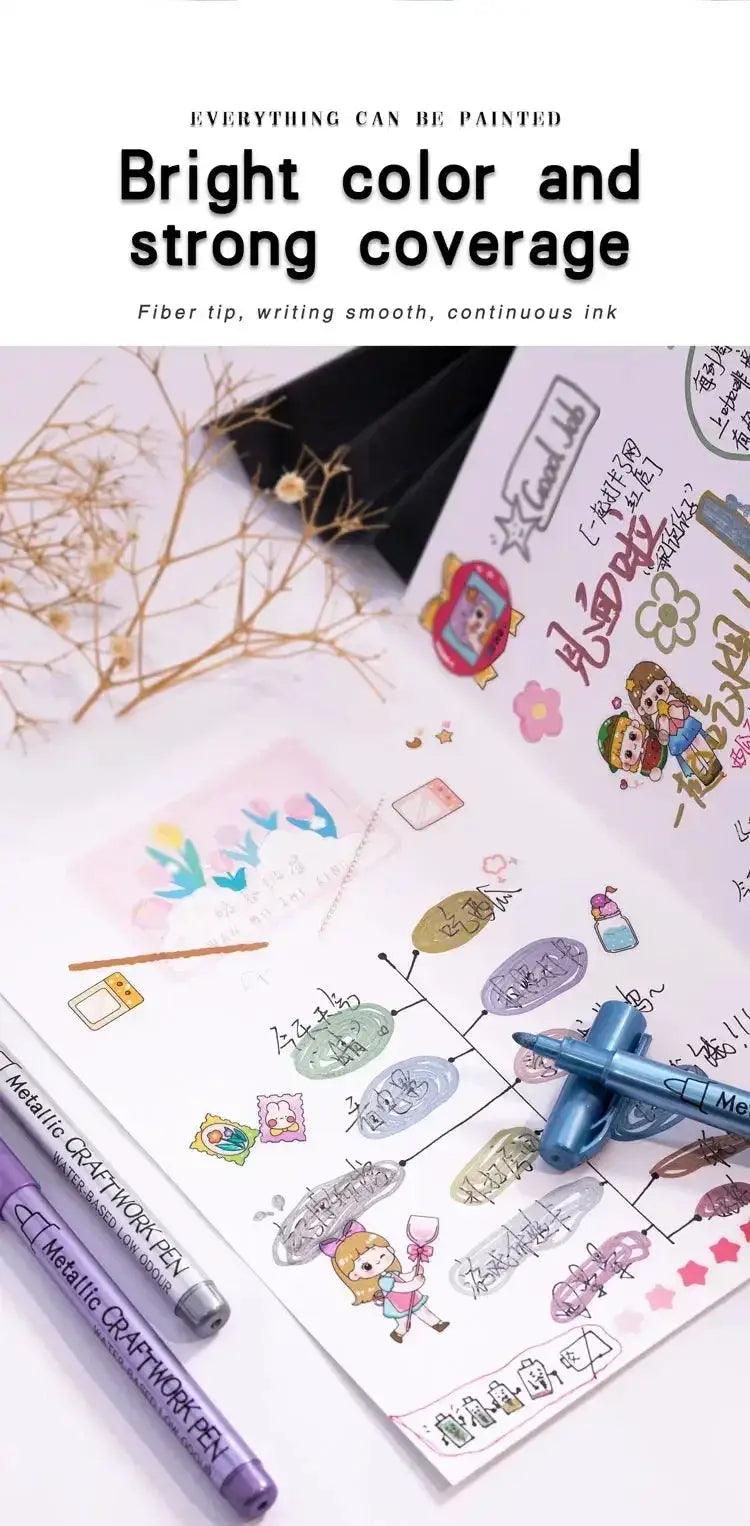  12 Colors Metallic Markers Pens Silver Gold Paint Pens for Black Paper, Glass, Rock Painting -  ToylandEU™