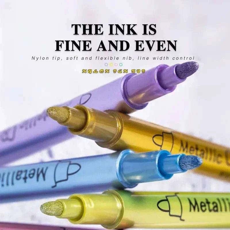 12 Colors Metallic Markers Pens Silver Gold Paint Pens for Black Paper, Glass, Rock Painting