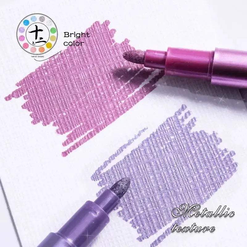 12 Colors Metallic Markers Pens Silver Gold Paint Pens for Black Paper, Glass, Rock Painting - ToylandEU