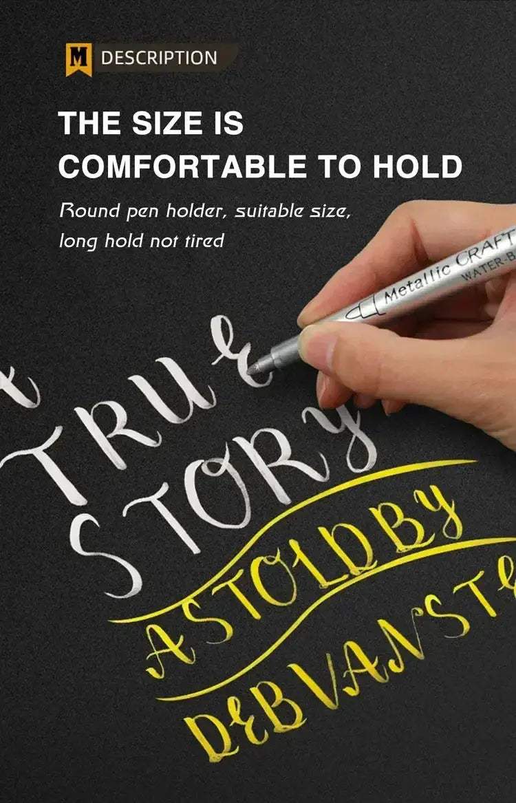 12 Colors Metallic Markers Pens Silver Gold Paint Pens for Black Paper, Glass, Rock Painting - ToylandEU