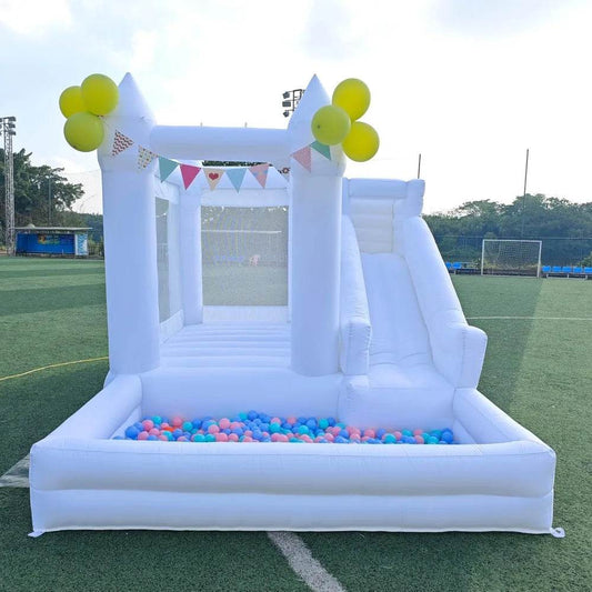 12 FT Oxford White Inflatable Bounce House with Water Slide - ToylandEU