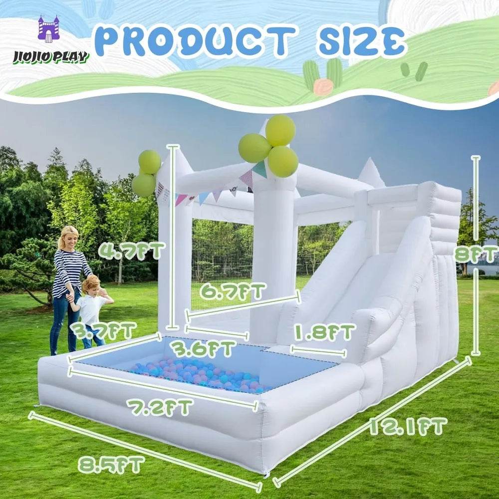 12 FT Oxford White Inflatable Bounce House with Water Slide - ToylandEU