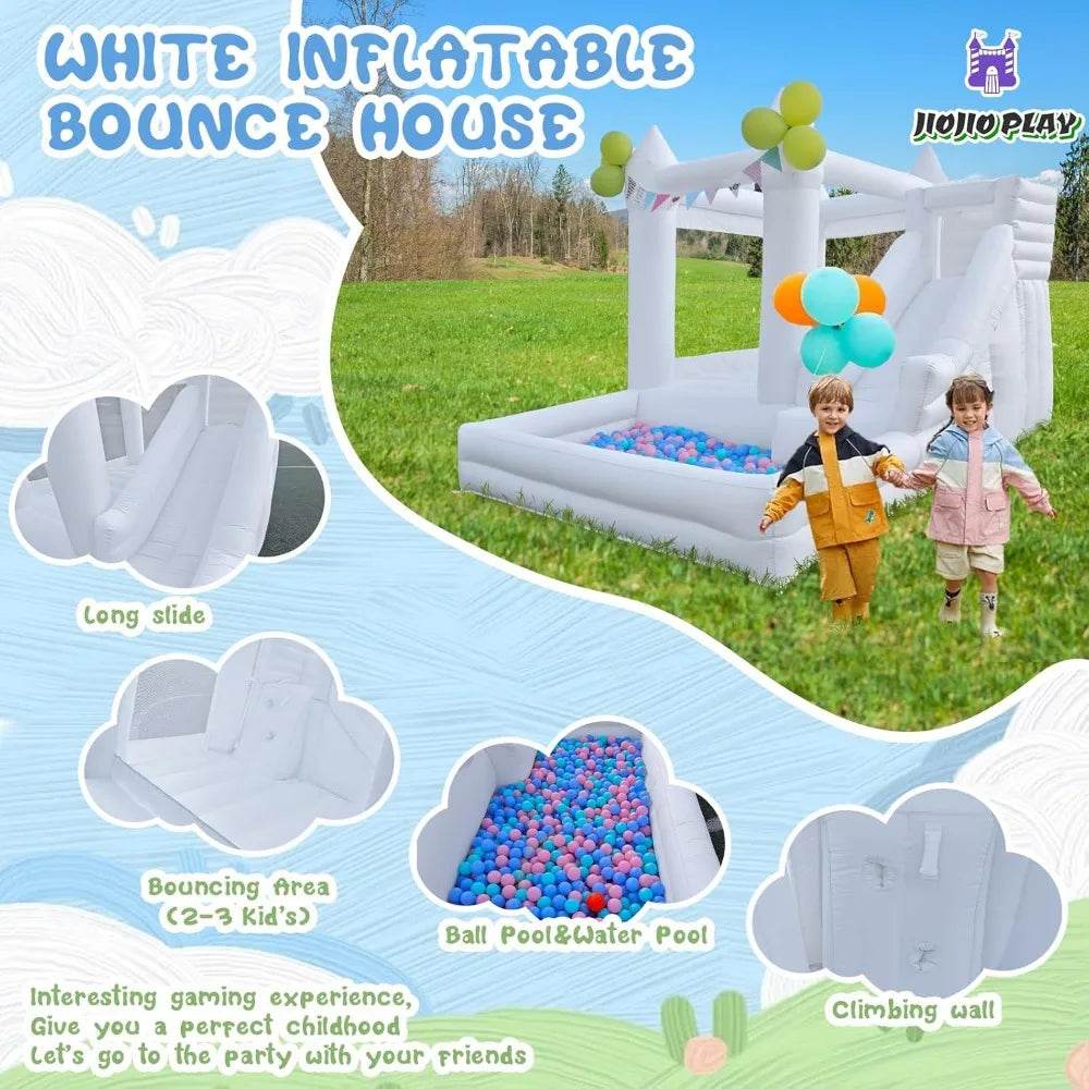12 FT Oxford White Inflatable Bounce House with Water Slide - ToylandEU