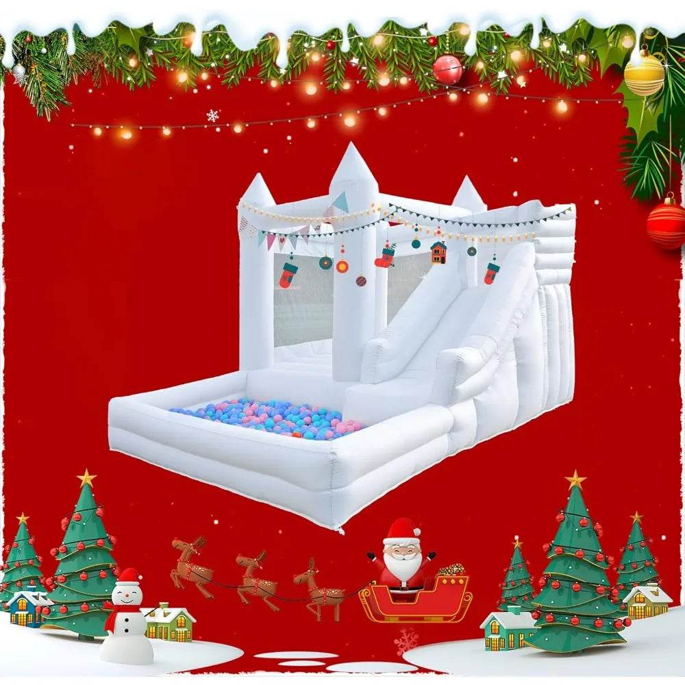 12 FT Oxford White Inflatable Bounce House with Water Slide - ToylandEU