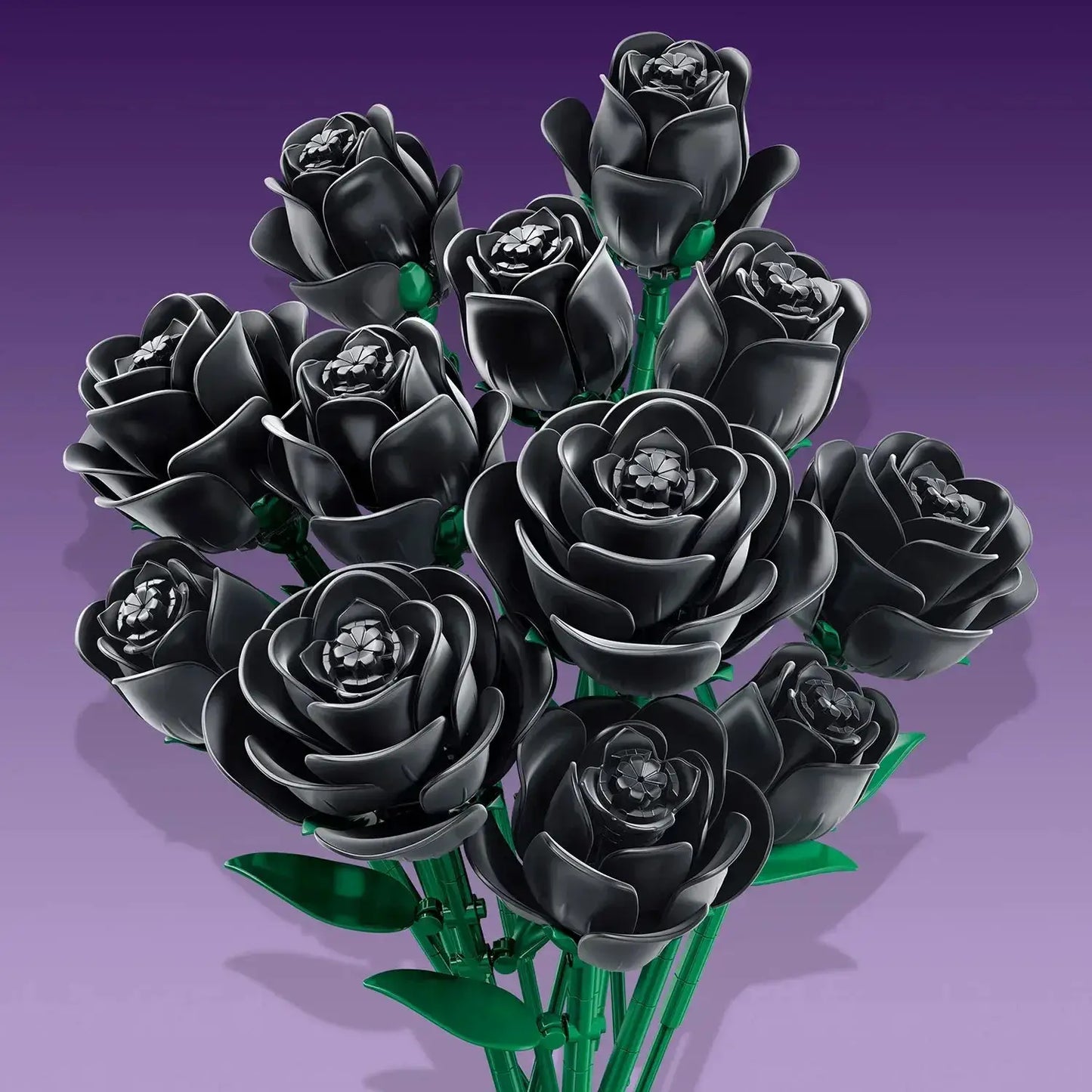 12-Piece Black Rose Building Blocks Set For Desktop Decor - ToylandEU