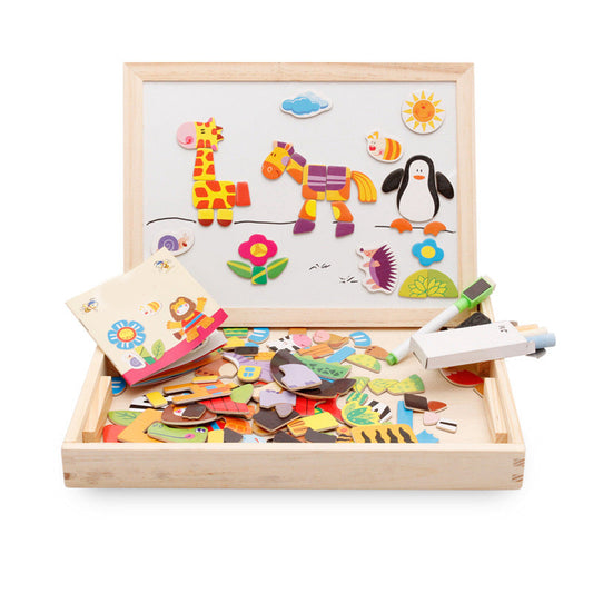 Kids Magnetic Drawing and Puzzle Board Set - Educational Wooden Learning Toy - ToylandEU