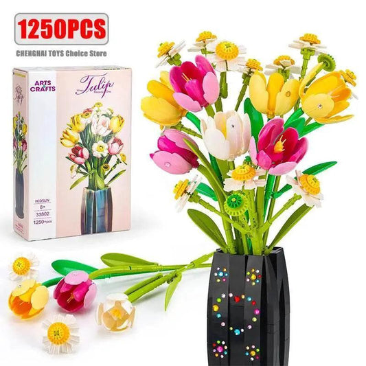  1250PCS Creative DIY Tulips Plant Bouquet Building Set Flowers -  ToylandEU™
