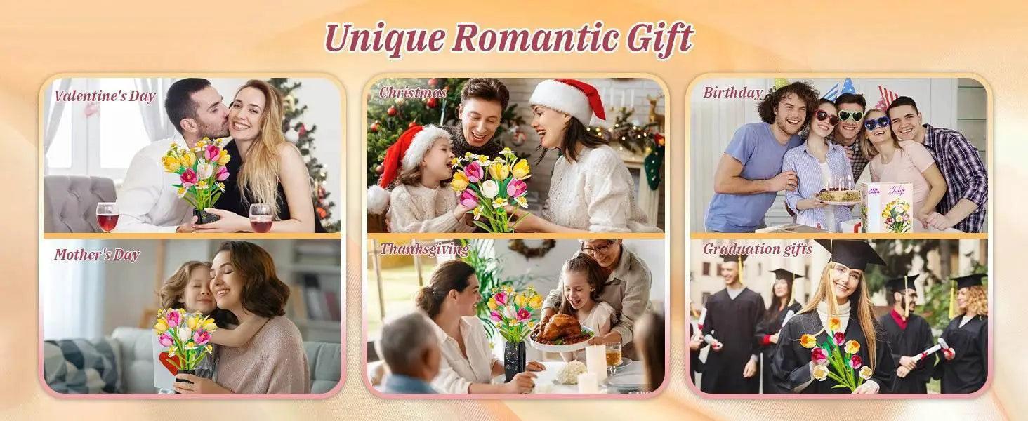  1250PCS Creative DIY Tulips Plant Bouquet Building Set Flowers -  ToylandEU™