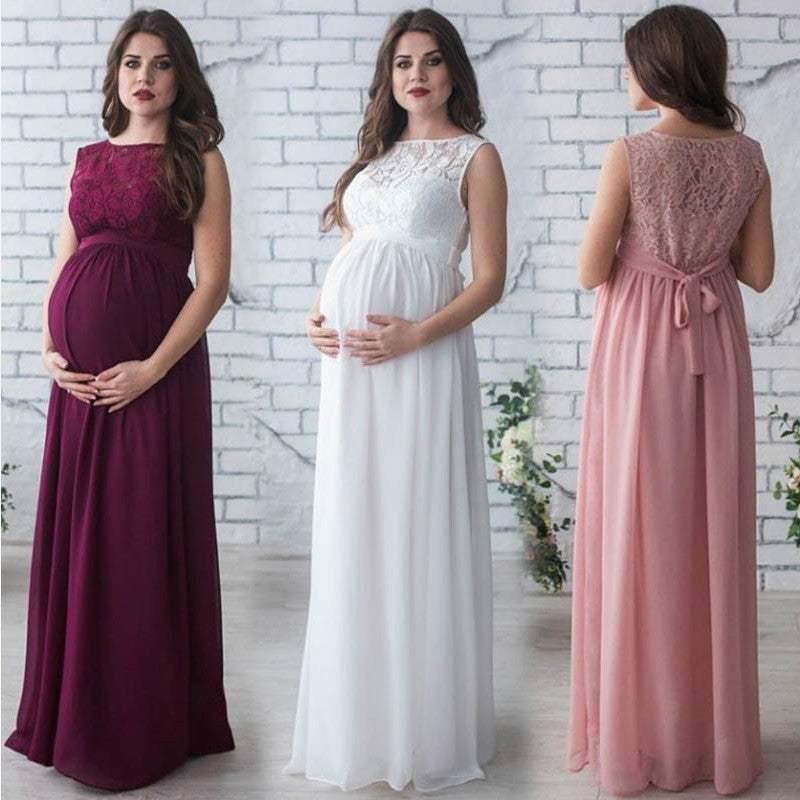 Lace Sleeveless Maternity Dress | Polyester
