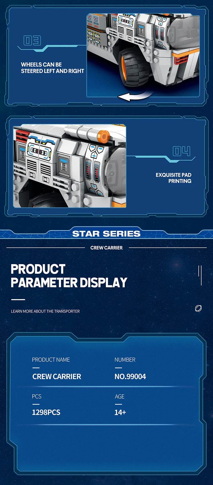 1298PCS Space Troop Carrier Building Blocks Remote Control Car - ToylandEU