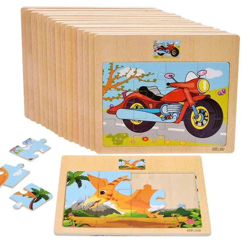 12PCS 3D Wooden Jigsaw Puzzles for Kids Animal Traffic Toys -  ToylandEU™