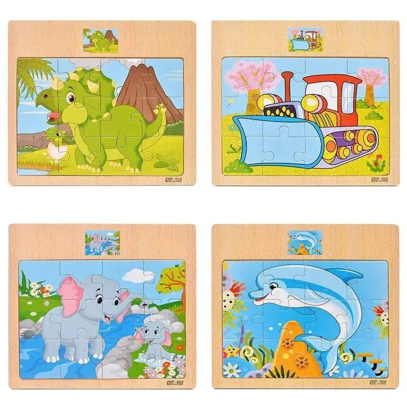  12PCS 3D Wooden Jigsaw Puzzles for Kids Animal Traffic Toys -  ToylandEU™