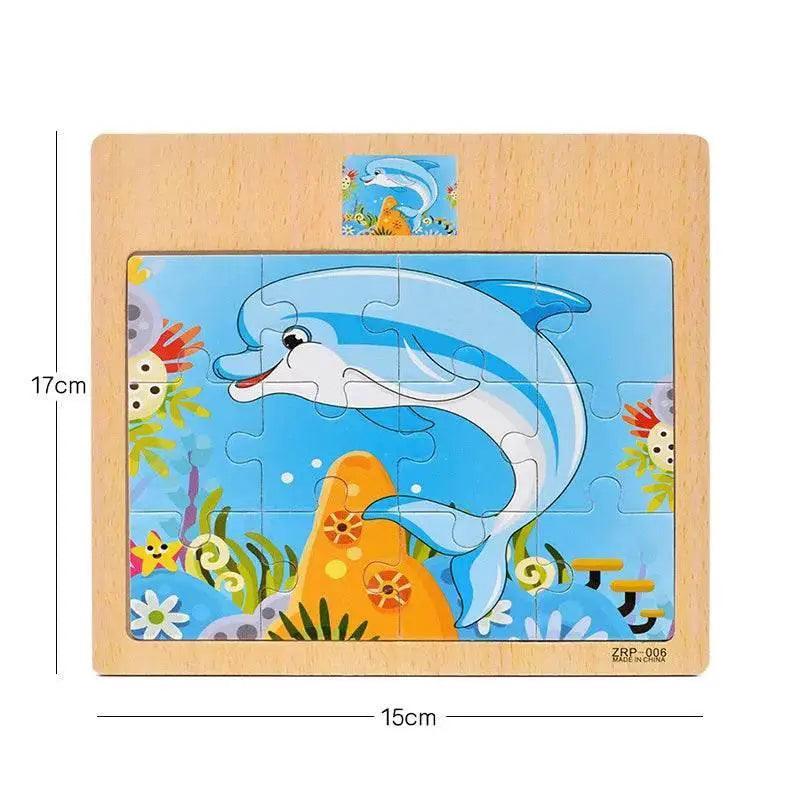  12PCS 3D Wooden Jigsaw Puzzles for Kids Animal Traffic Toys -  ToylandEU™
