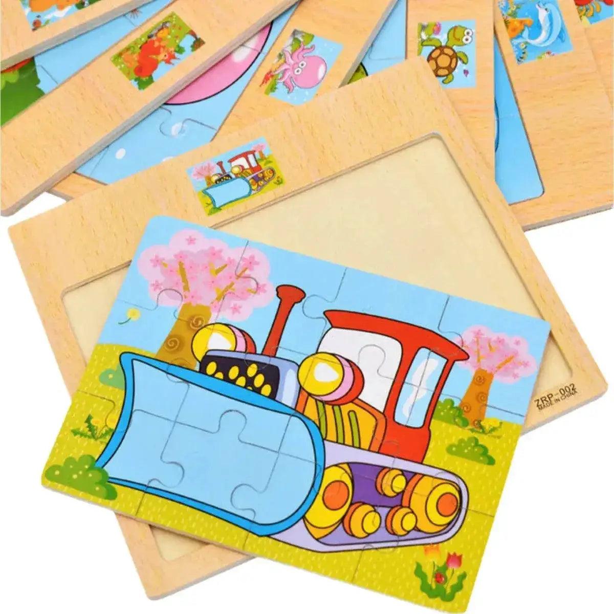  12PCS 3D Wooden Jigsaw Puzzles for Kids Animal Traffic Toys -  ToylandEU™
