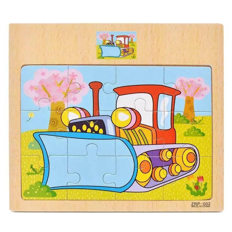  12PCS 3D Wooden Jigsaw Puzzles for Kids Animal Traffic Toys -  ToylandEU™