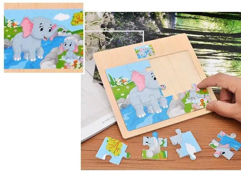  12PCS 3D Wooden Jigsaw Puzzles for Kids Animal Traffic Toys -  ToylandEU™