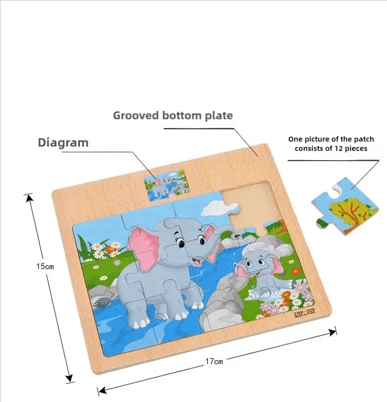  12PCS 3D Wooden Jigsaw Puzzles for Kids Animal Traffic Toys -  ToylandEU™