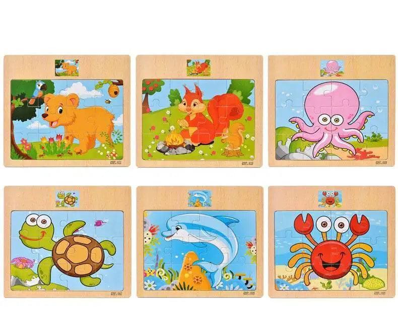  12PCS 3D Wooden Jigsaw Puzzles for Kids Animal Traffic Toys -  ToylandEU™