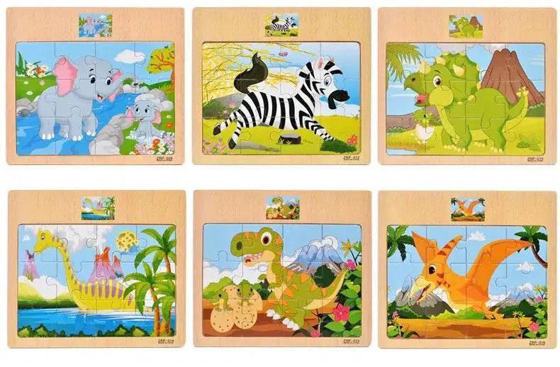  12PCS 3D Wooden Jigsaw Puzzles for Kids Animal Traffic Toys -  ToylandEU™
