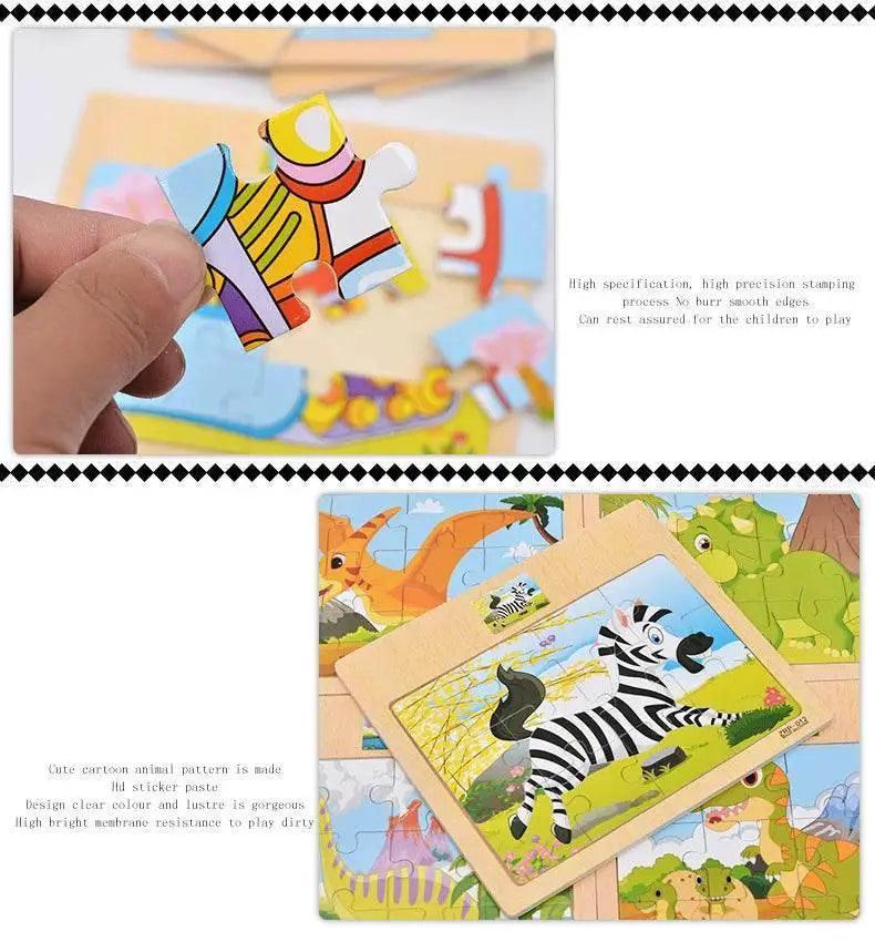  12PCS 3D Wooden Jigsaw Puzzles for Kids Animal Traffic Toys -  ToylandEU™