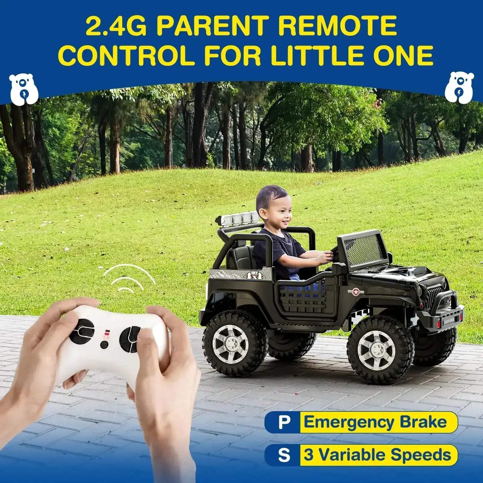 12V 2-Seater Kids Ride On Car With Bluetooth LED Lights - ToylandEU