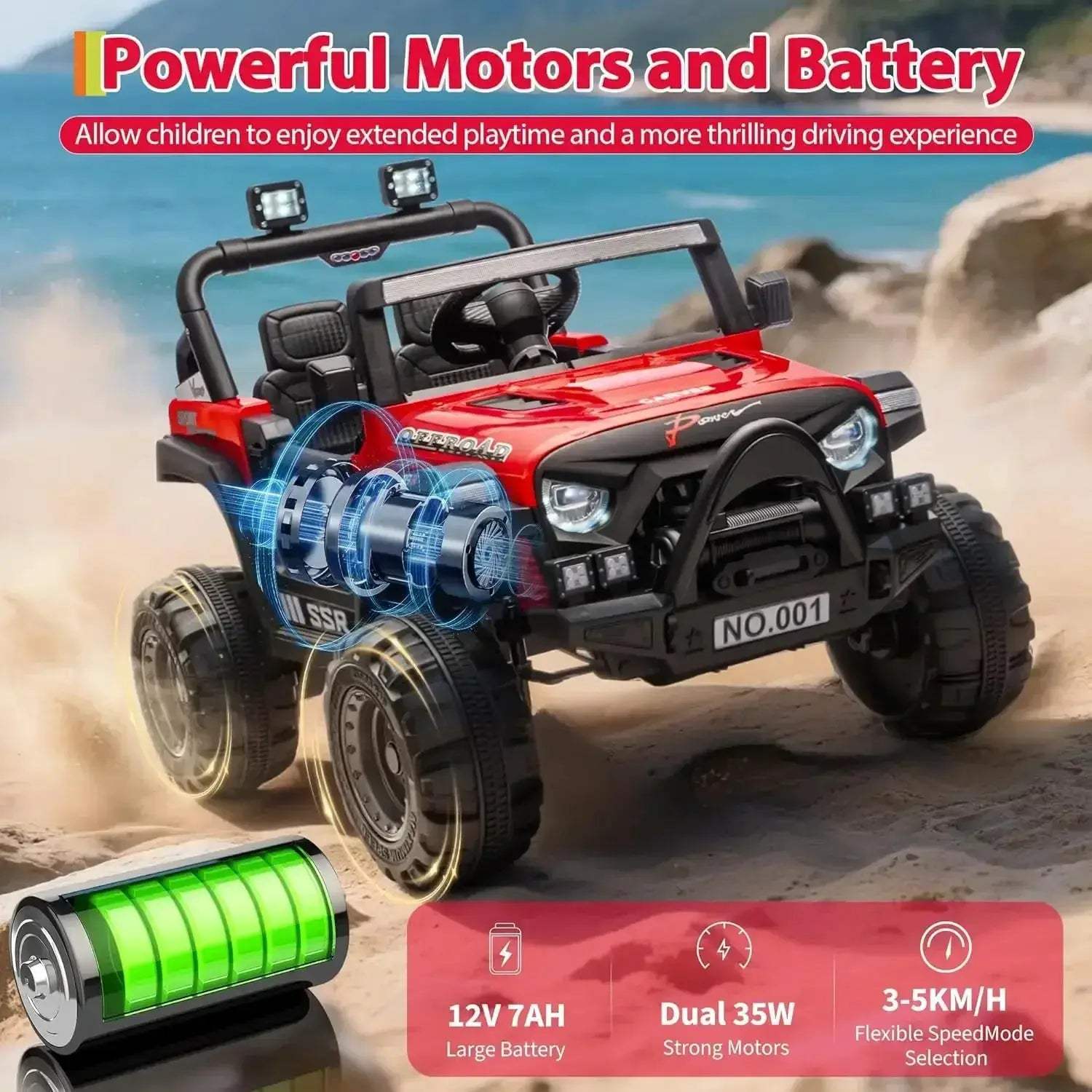  12V Kids Ride On Car Remote Control All Terrain Durable -  ToylandEU™