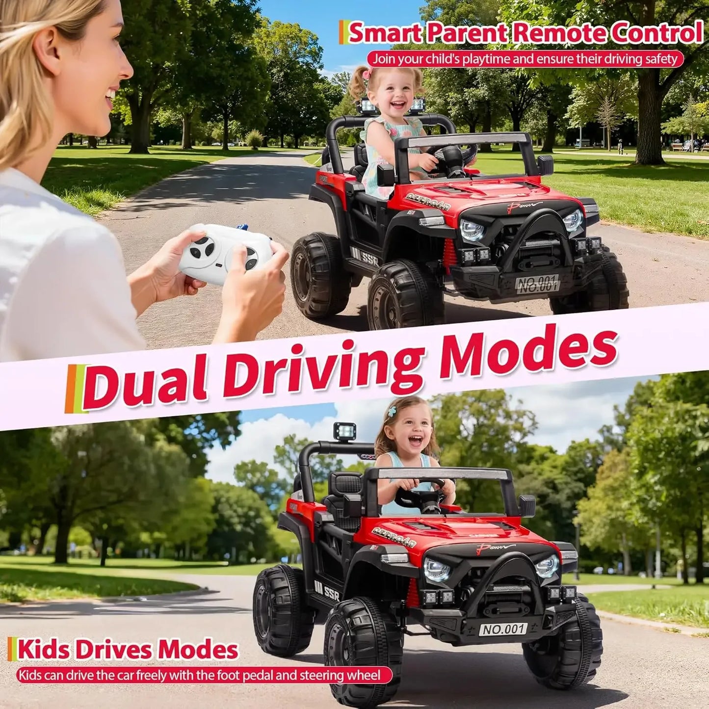 12V Kids Ride On Car With Remote Control All Terrain - ToylandEU
