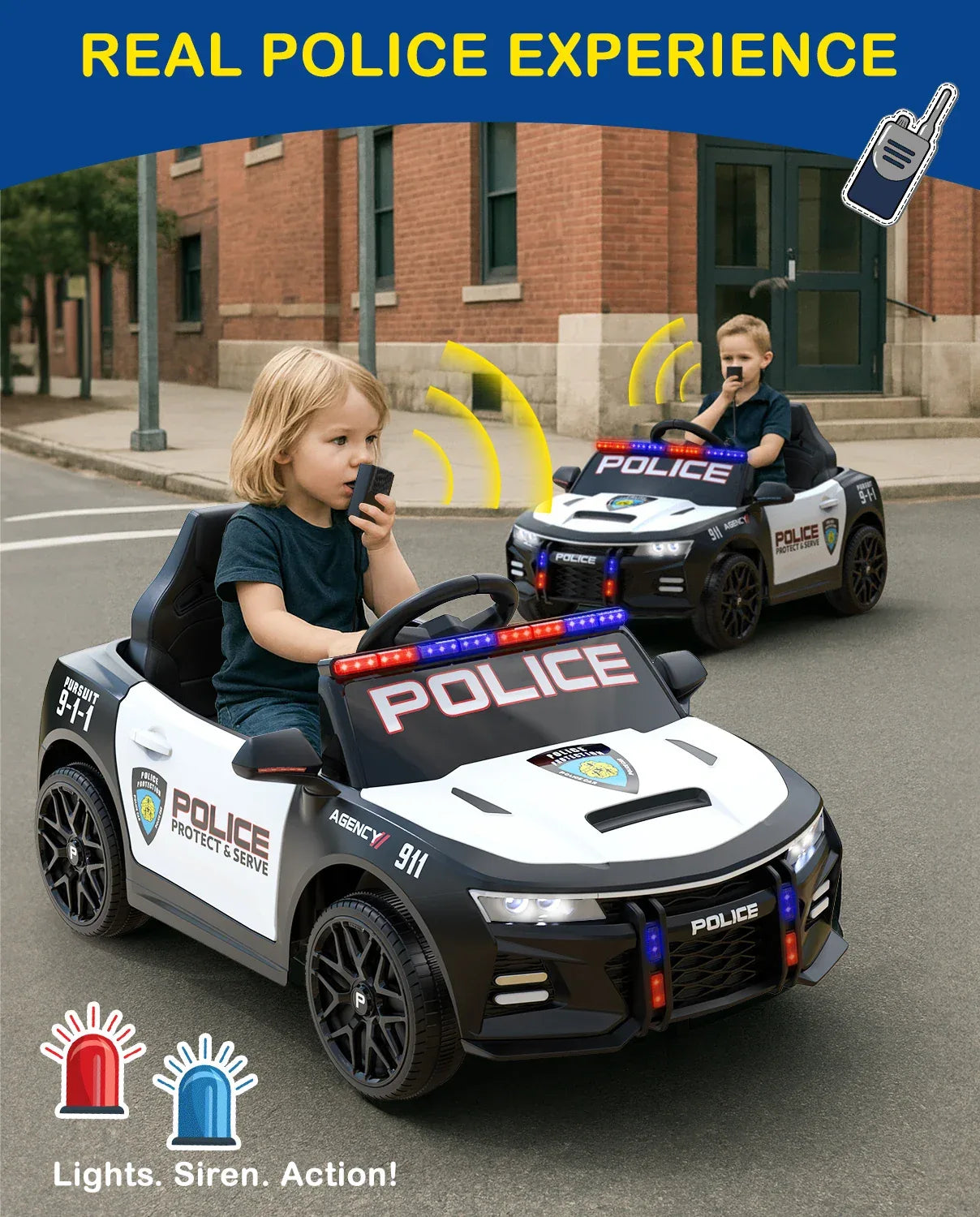 12V Kids Ride On Police Car With Remote LED Lights - ToylandEU