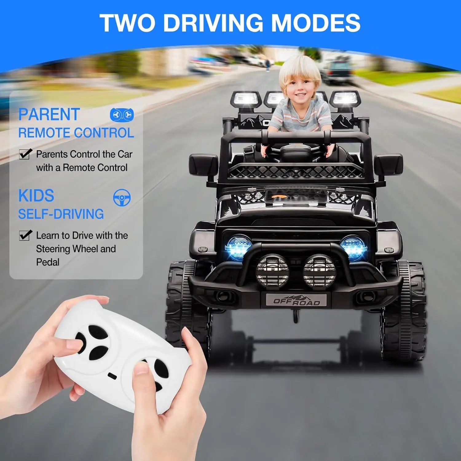 12V Kids Ride On Truck With Remote Control LED Lights - ToylandEU