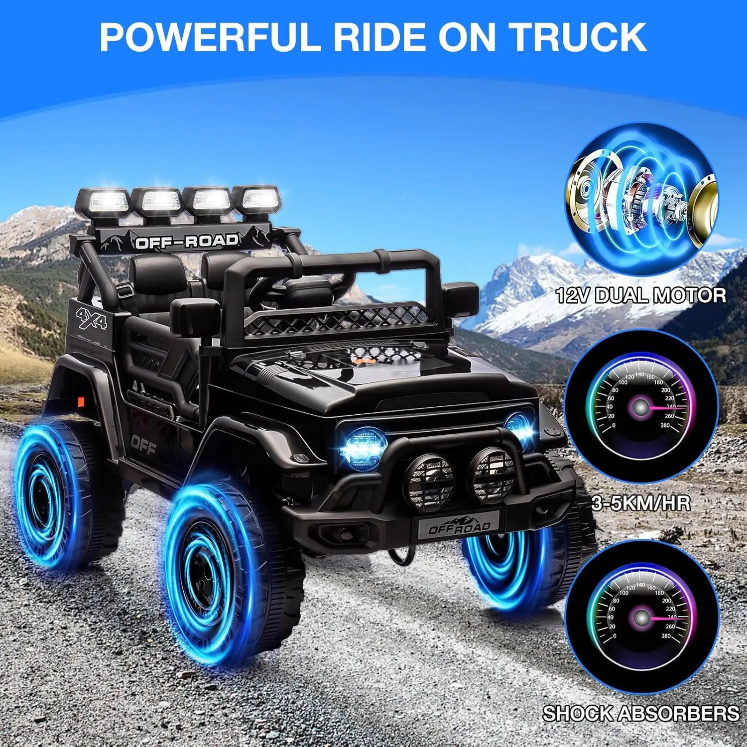 12V Kids Ride On Truck With Remote Control LED Lights - ToylandEU