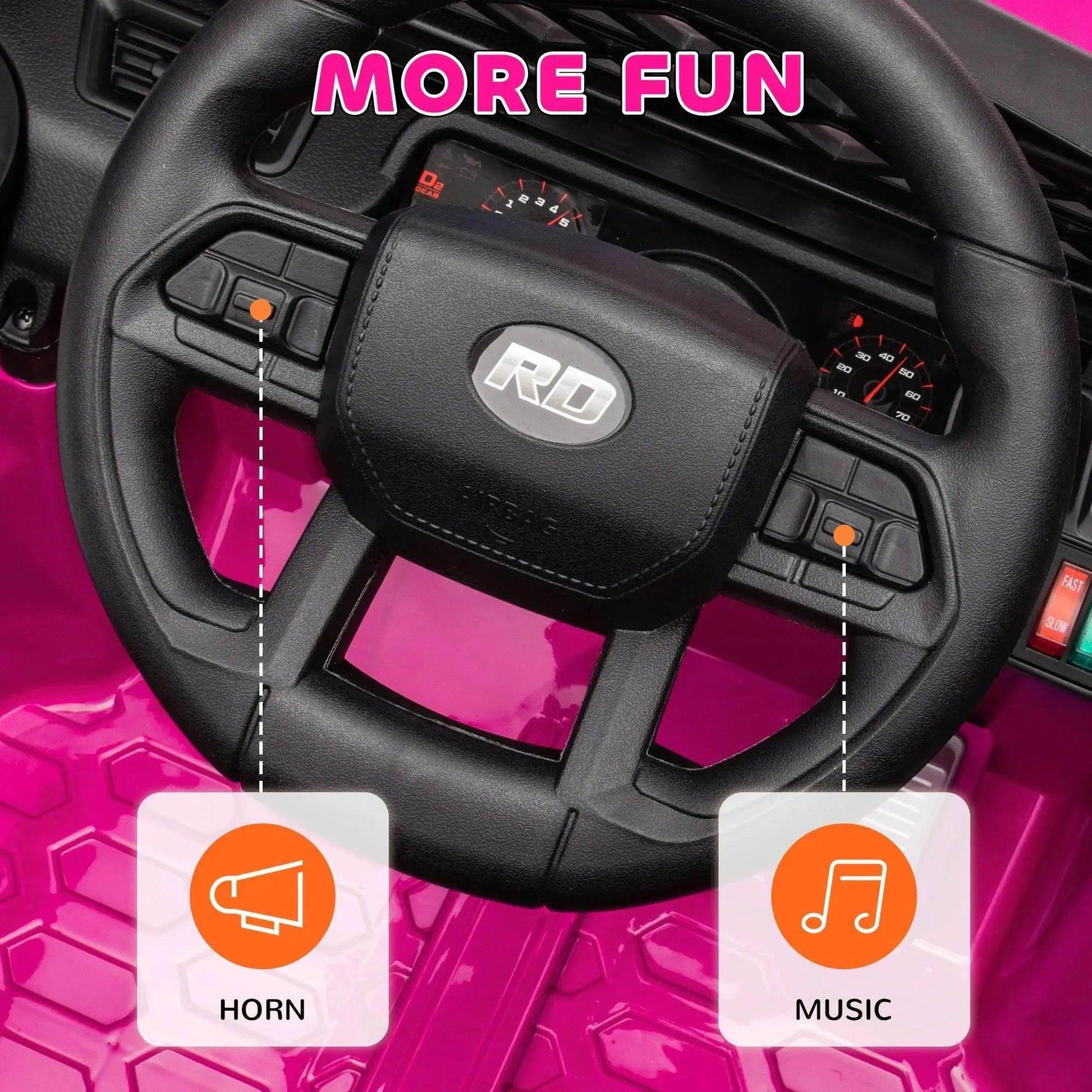  12V Ride on Truck W/ Spring Suspension, Remote, Pink Fun -  ToylandEU™