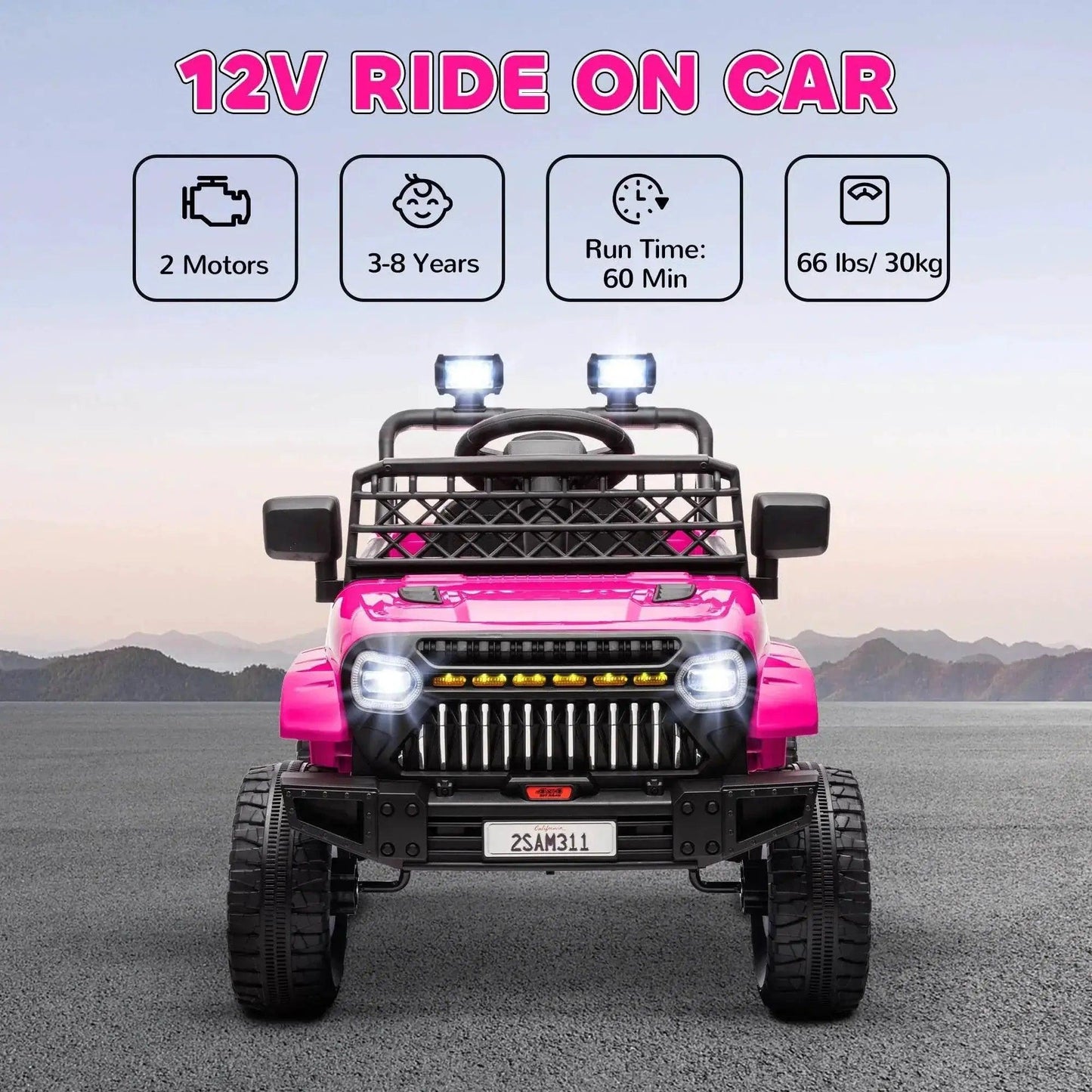  12V Ride on Truck W/ Spring Suspension, Remote, Pink Fun -  ToylandEU™
