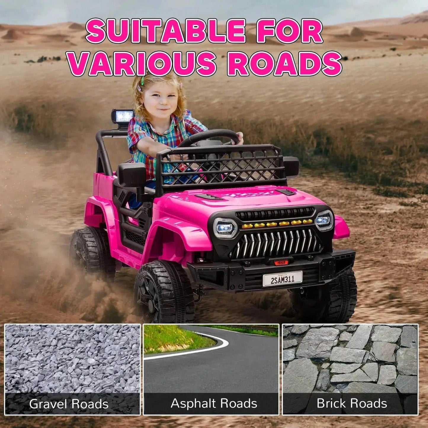  12V Ride on Truck W/ Spring Suspension, Remote, Pink Fun -  ToylandEU™