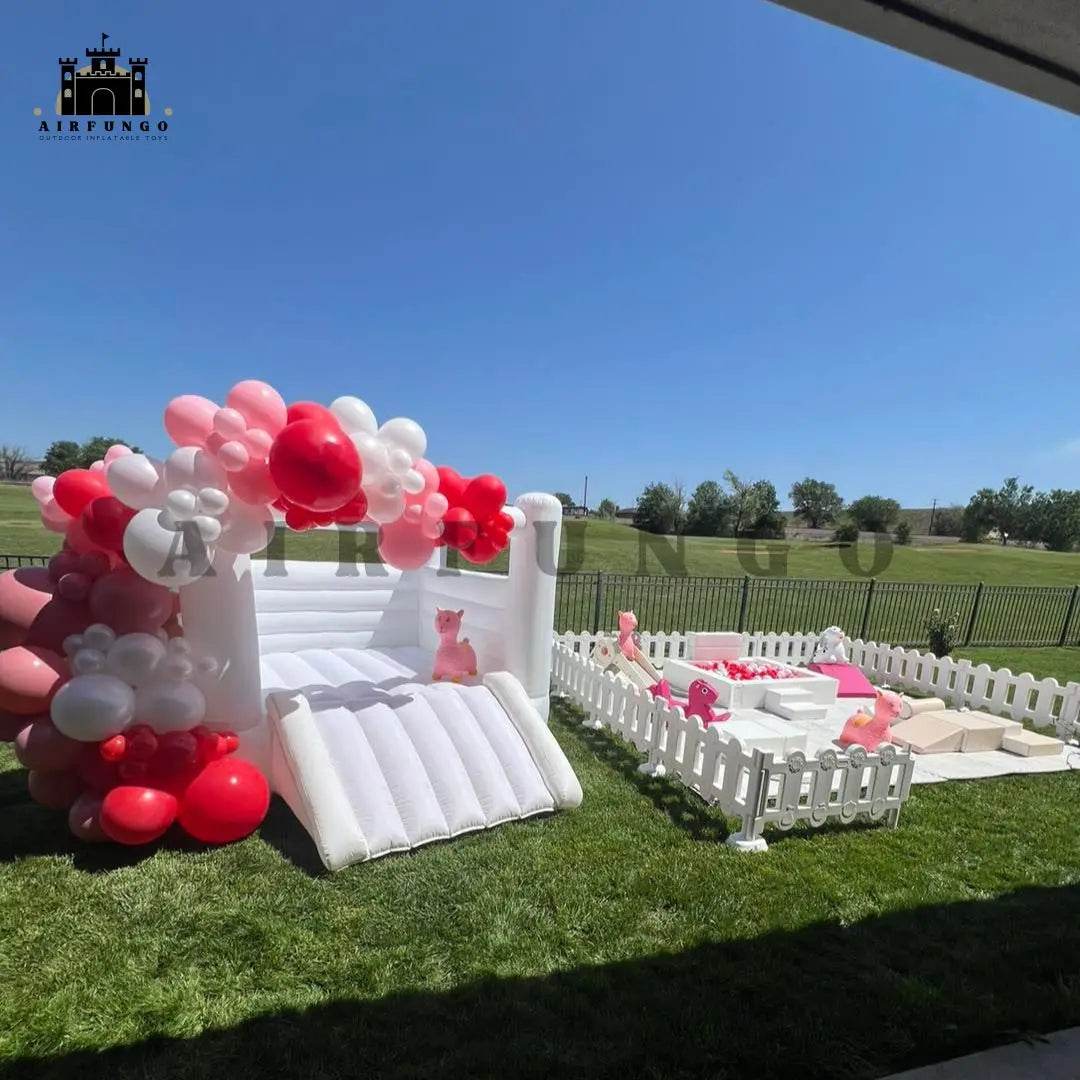 12ft Kids Birthday Gift White Bounce House Indoor Outdoor - ToylandEU