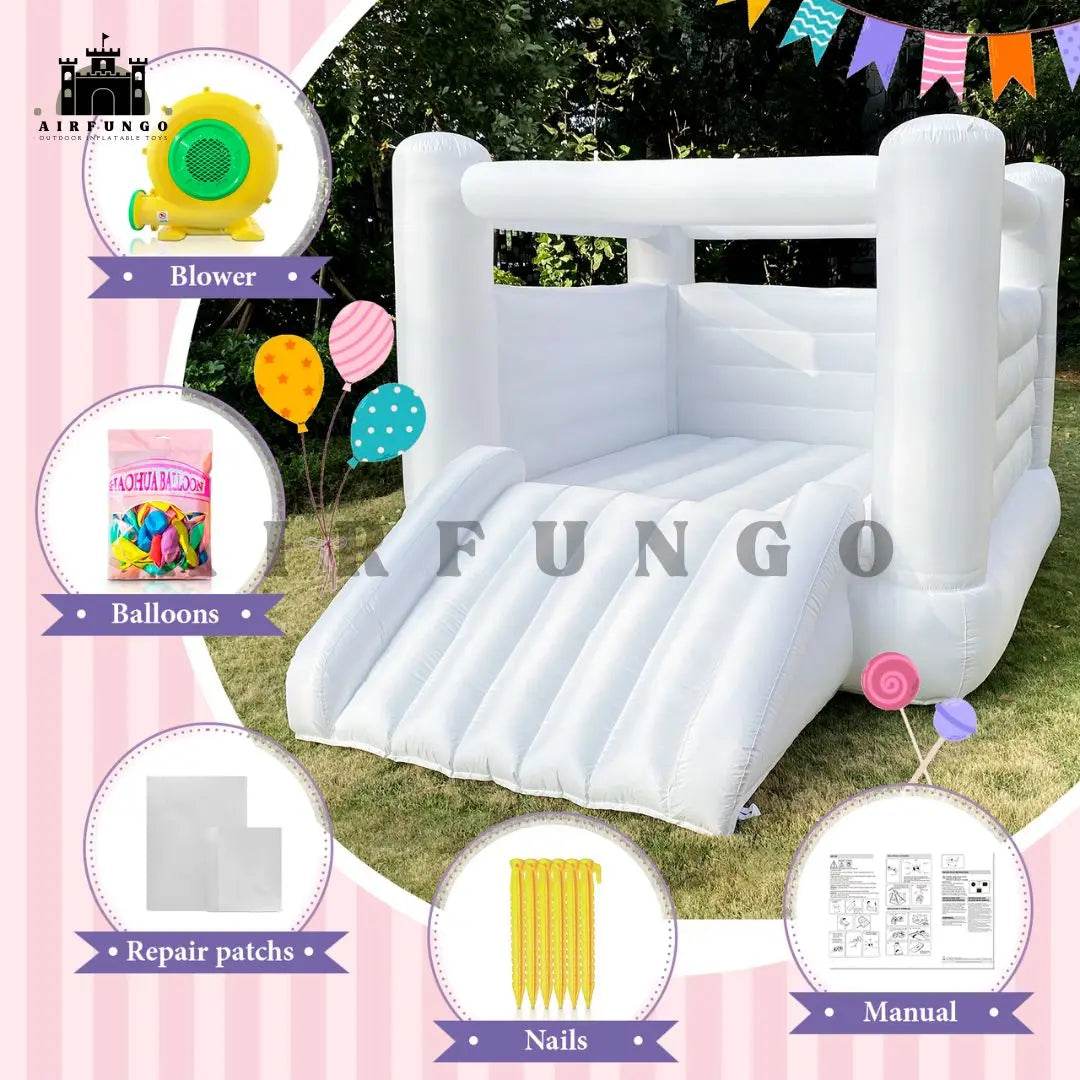 12ft Kids Birthday Gift White Bounce House Indoor Outdoor - ToylandEU