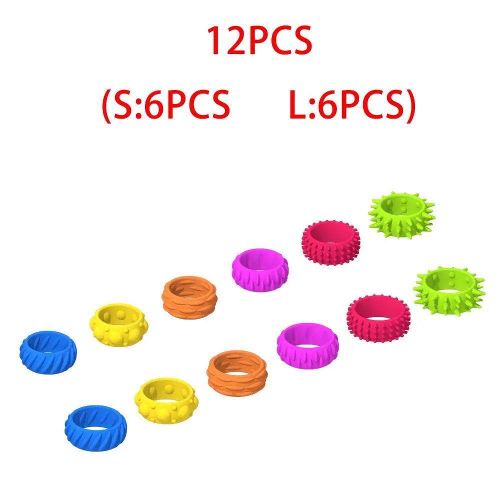 12pcs Spiky Sensory Finger Rings For Kids Stress Relief Fidget Toys - ToylandEU