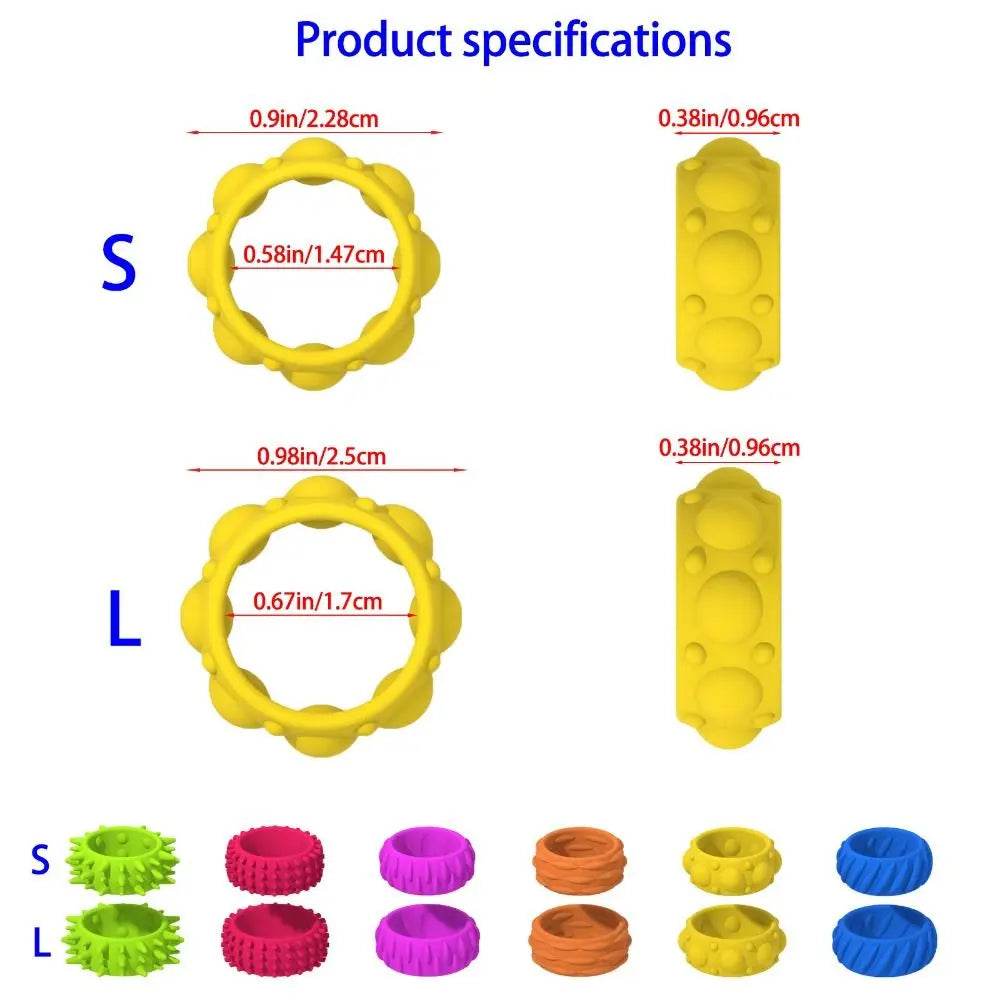 12pcs Spiky Sensory Finger Rings For Kids Stress Relief Fidget Toys - ToylandEU