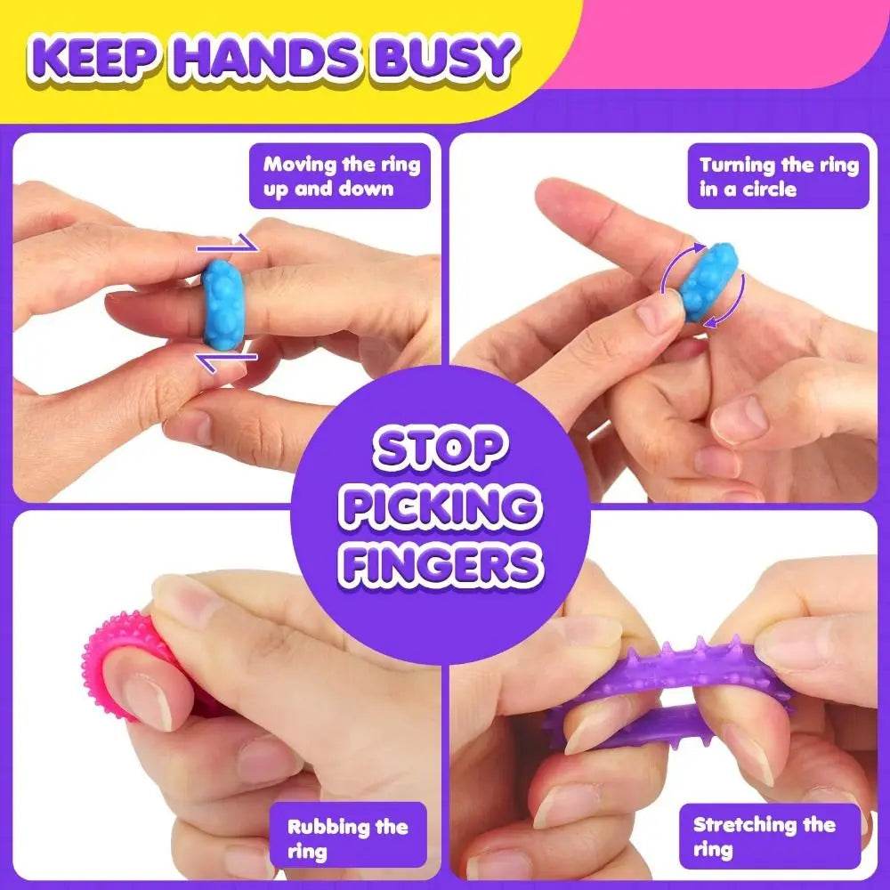 12pcs Spiky Sensory Finger Rings For Kids Stress Relief Fidget Toys - ToylandEU
